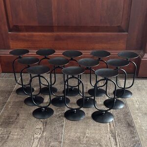 Lot of 12 Black Metal Pedestal Candle Holder, 6.5 in.